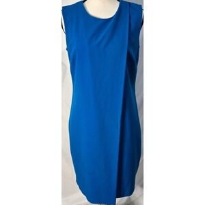 Calvin Klein Blue Layered Dress Sleeveless Work Classic Business Sheath